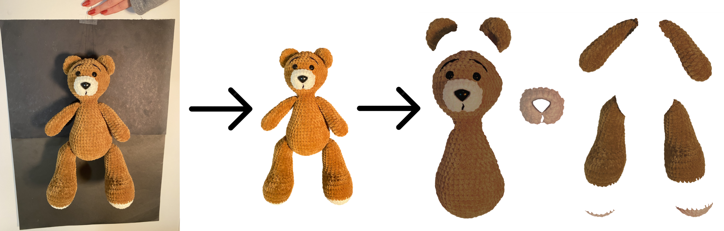 Process of editing each image of a teddy bear